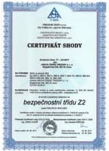 Certifikát shody k trezoru