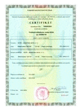 Certifikát NBÚ k trezoru